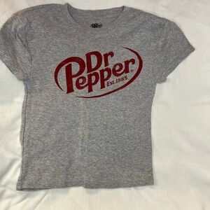 Dr. Pepper Gray and Maroon Logo Baby Tee, Size XS